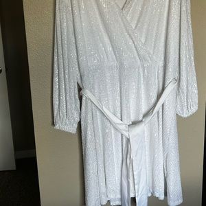 Eloquii Sequin Belted Wrap Dress